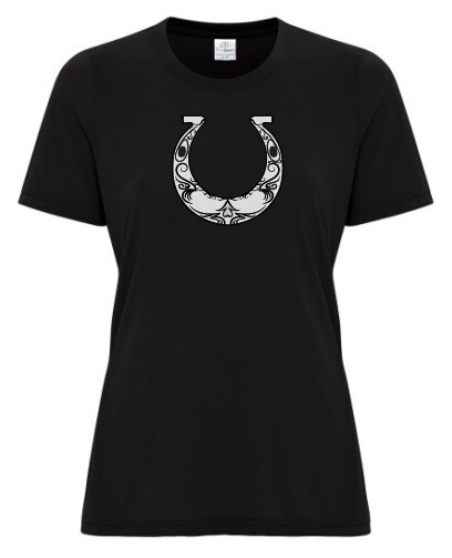 NSEF -  Ladies Black Pro Spun Horseshoe T-Shirt