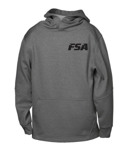 FSA - Youth Charcoal Heather PTECH Fleece Pullover Hoodie (Left Chest)