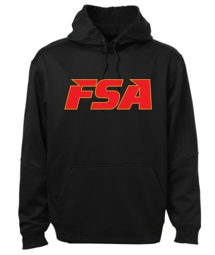 FSA - Adult Black PTECH Fleece Pullover Hoodie (Appliqué)