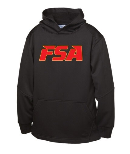 FSA - Youth Black PTECH Fleece Pullover Hoodie (Appliqué)