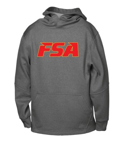 FSA - Youth Charcoal Heather PTECH Fleece Pullover Hoodie (Appliqué)