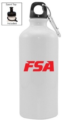 FSA - White Aluminum Water Bottle (Red Logo)
