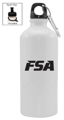 FSA - White Aluminum Water Bottle (Black Logo)