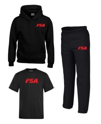 FSA - Youth Hoodie Bundle (Black Hoodie, Black Moist Wick T-Shirt, Black Sweatpants)