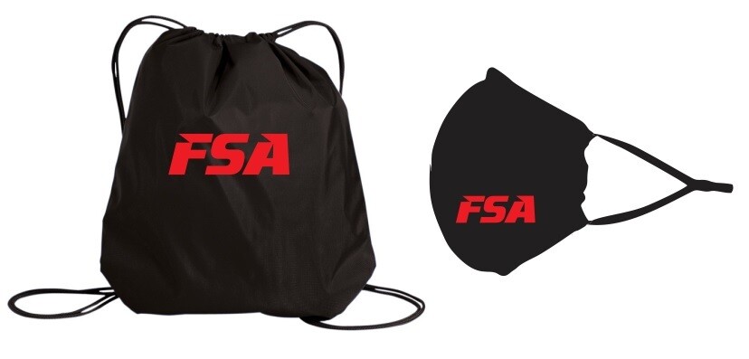 FSA - Cinch Bag & Re-Usable Mask Bundle (Black Cinch Bag, Black Mask)