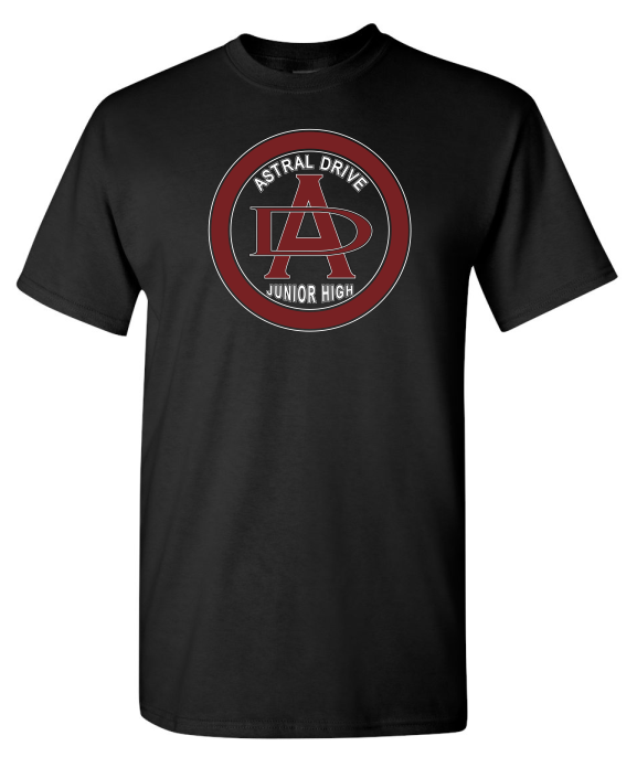 Astral Drive Junior High - Black Astral Drive Logo Cotton T-Shirt (Full Chest)