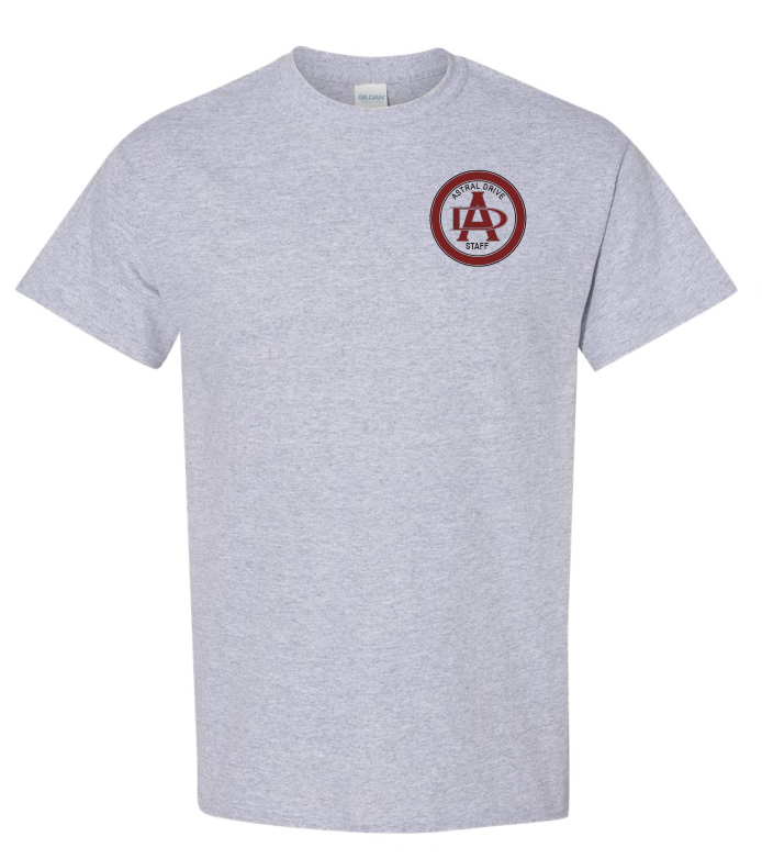 Astral Drive Junior High - Sport Grey Astral Drive Staff Cotton T-Shirt (Left Chest)