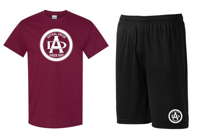 Astral Drive Junior High - Astral Drive Logo Athletic Bundle (Maroon Cotton T-Shirt & Black Shorts)