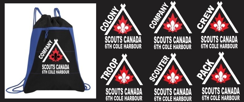6th Cole Harbour Scouts - Royal Blue &amp; Black Varcity Cinch Bag