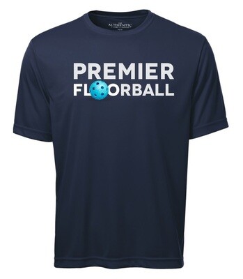 Premier Floorball  - Adult Navy Short Sleeve Moist Wick