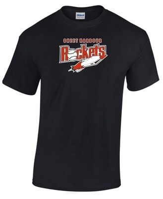 Sheet Harbour Rockets - Black T-Shirt (3 Color Logo)