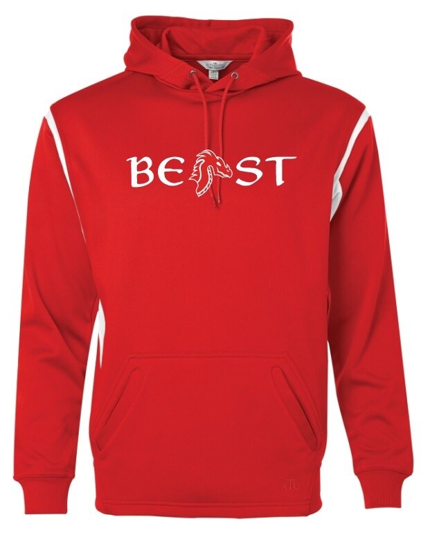 Beast Pro Shop - Red &amp; White Fleece Pullover Hoodie