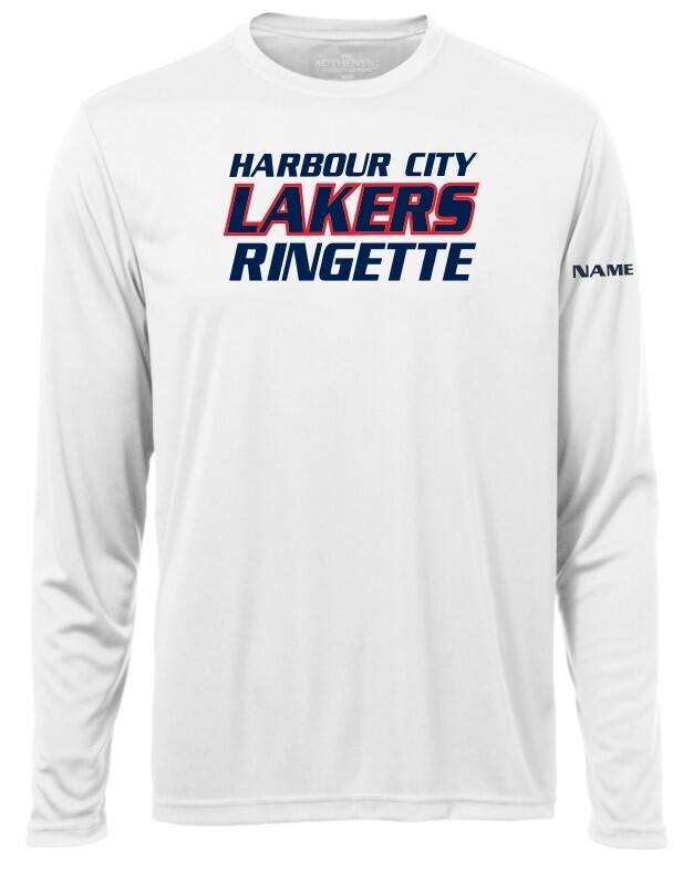 HCL - White Harbour City Lakers Ringette Long Sleeve Moist Wick Shirt (Full Chest)