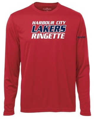 HCL -Red Harbour City Lakers Ringette Long Sleeve Moist Wick Shirt (Full Chest)