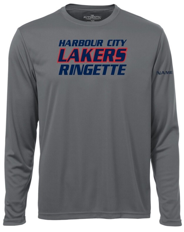 HCL - Coal Grey Harbour City Lakers Ringette Long Sleeve Moist Wick Shirt (Full Chest)
