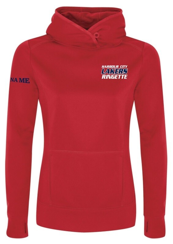 HCL  - Red Ladies Harbour City Lakers Ringette Game Day Hoodie (Embroidered, Left Chest)