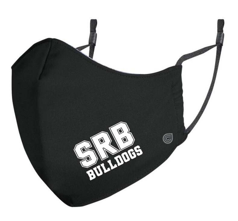 Sir Robert Borden Junior High - Black SRB Bulldogs Re-Usable Mask (White Contour Logo)