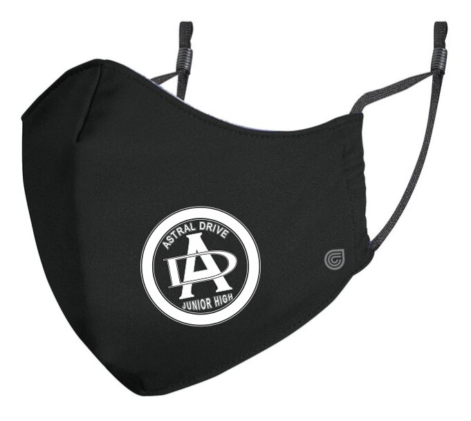 Astral Drive Junior High - Black Astral Drive Logo Re-Usable Mask (White Logo)