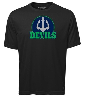 Island View High School - Black Devils Short Sleeve Moist Wick (Full Chest Logo)