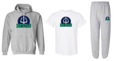 Island View High School - Devils Bundle (Hoodie, Cotton T-Shirt & Sweatpants)