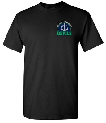 Island View High School - Black Island View Devils T-Shirt (Left Chest Logo)