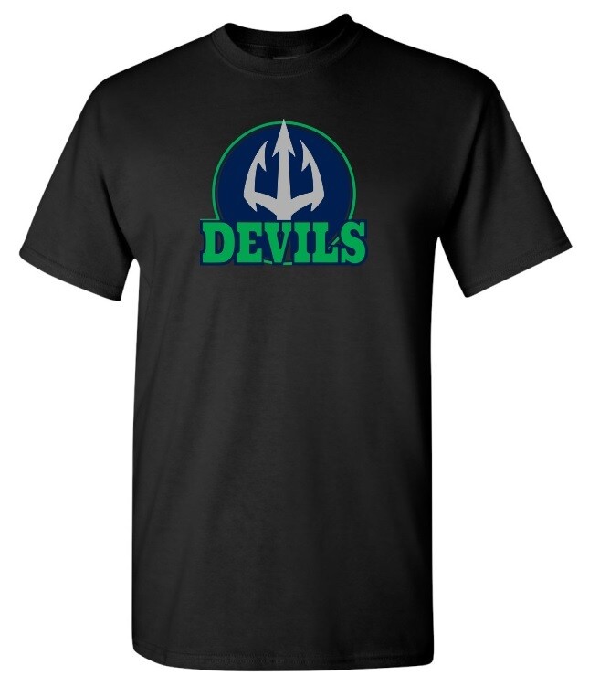 Island View High School - Black Devils T-Shirt (Full Chest Logo)