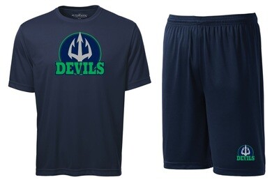 Island View High School - Devils Athletic Bundle (Moist Wick T-Shirt & Shorts)