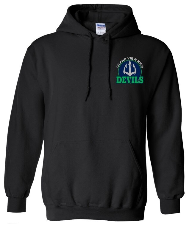 Island View High School - Black Island View Devils Hoodie (Left Chest Logo)