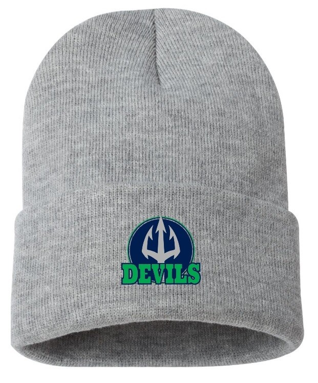 Island View High School - Heather Grey Devils Cuff Beanie