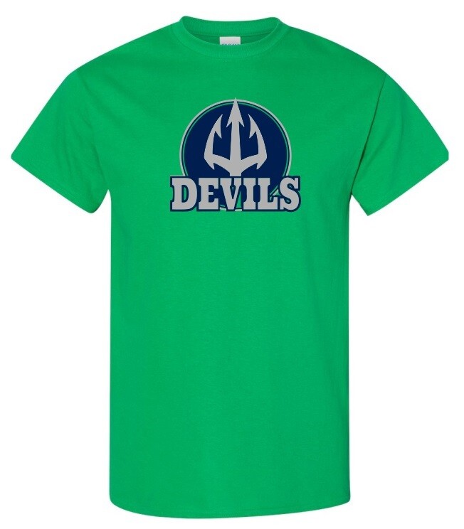 Island View High School - Green Devils T-Shirt (Grey, Full Chest Logo)