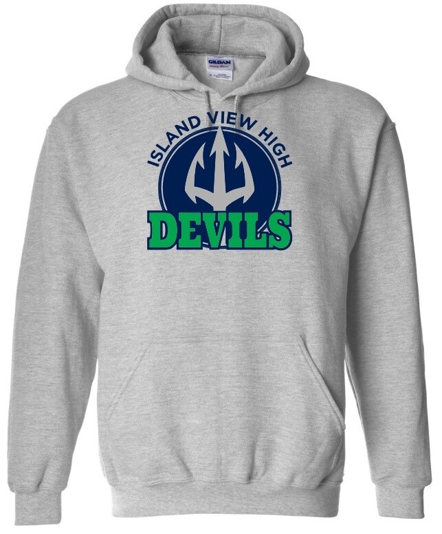 Island View High School - Sport Grey Island View Devils Hoodie (Full Chest Logo)