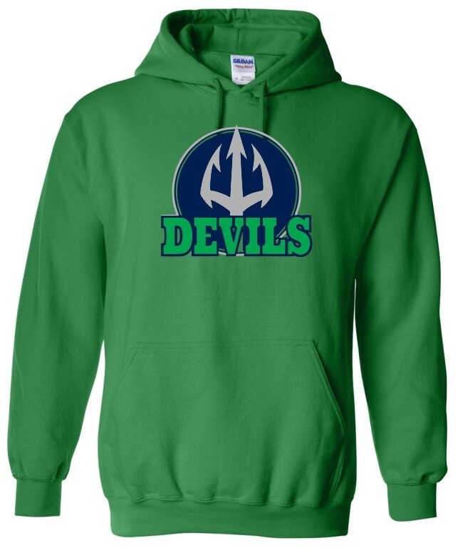 Island View High School - Green Devils Hoodie (Full Chest Logo)
