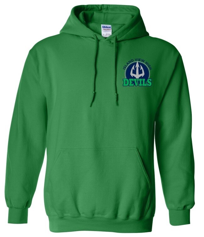Island View High School - Green Island View Devils Hoodie (Left Chest Logo)
