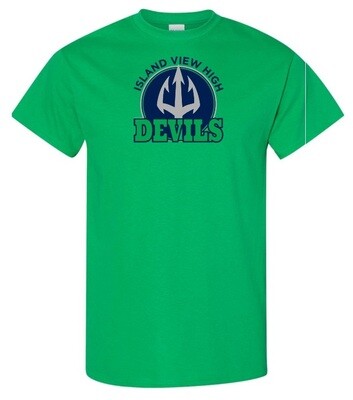 Island View High School - Green Island View Devils T-Shirt (Full Chest Logo)