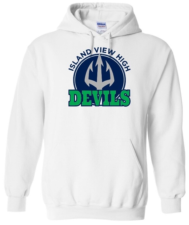 Island View High School - White Island View Devils Hoodie (Full Chest Logo)