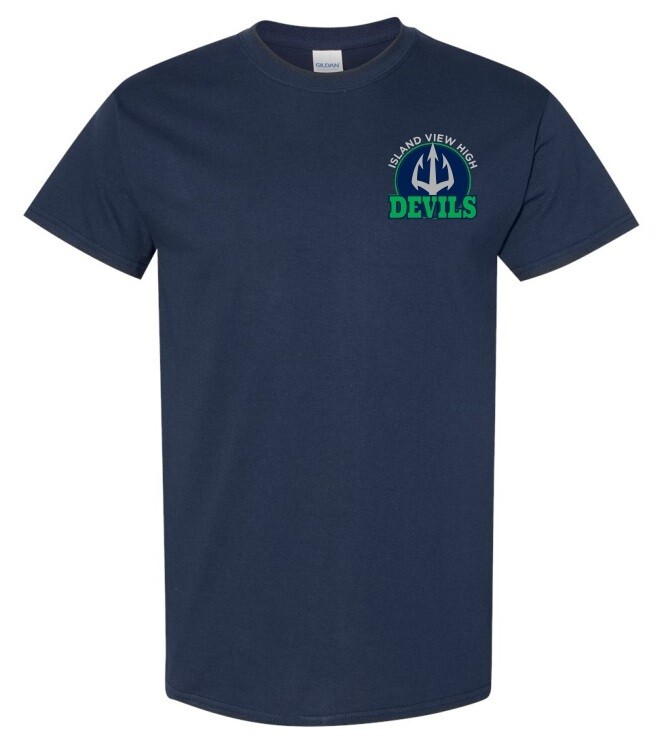 Island View High School - Navy Island View Devils T-Shirt (Left Chest Logo)