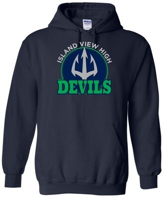 Island View High School - Navy Island View Devils Hoodie (Full Chest Logo)