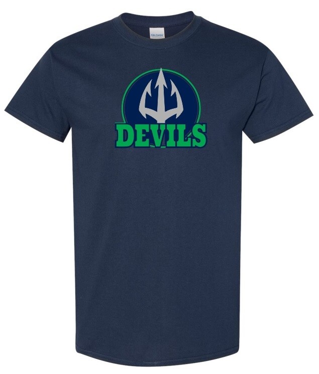 Island View High School - Navy Devils T-Shirt (Full Chest Logo)