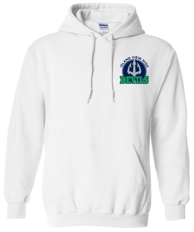 Island View High School - White Island View Devils Hoodie (Left Chest Logo)