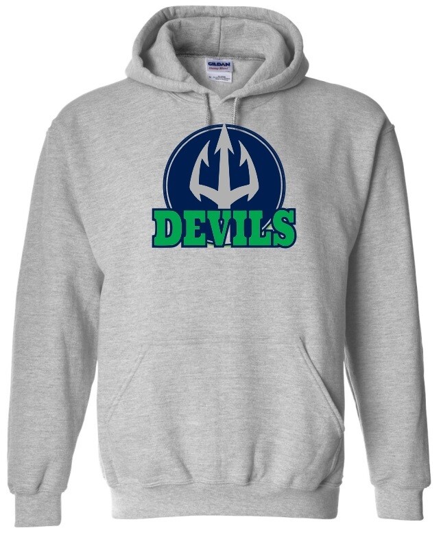 Island View High School - Sport Grey Devils Hoodie (Full Chest Logo)