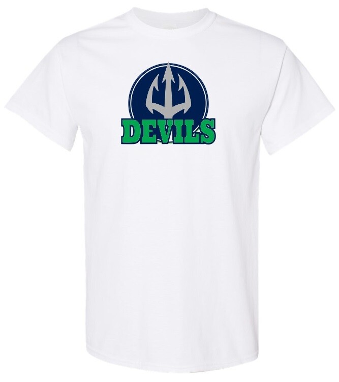 Island View High School - White Devils T-Shirt (Full Chest Logo)