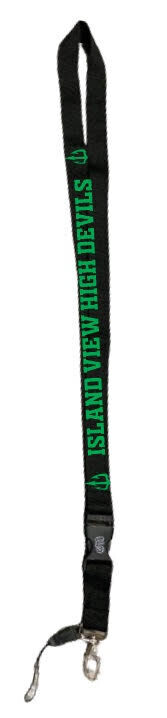 Island View High School - Black Island View Devils Lanyard (Green Logo)