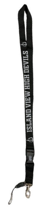 Island View High School - Black Island View Devils Lanyard (Grey Logo)
