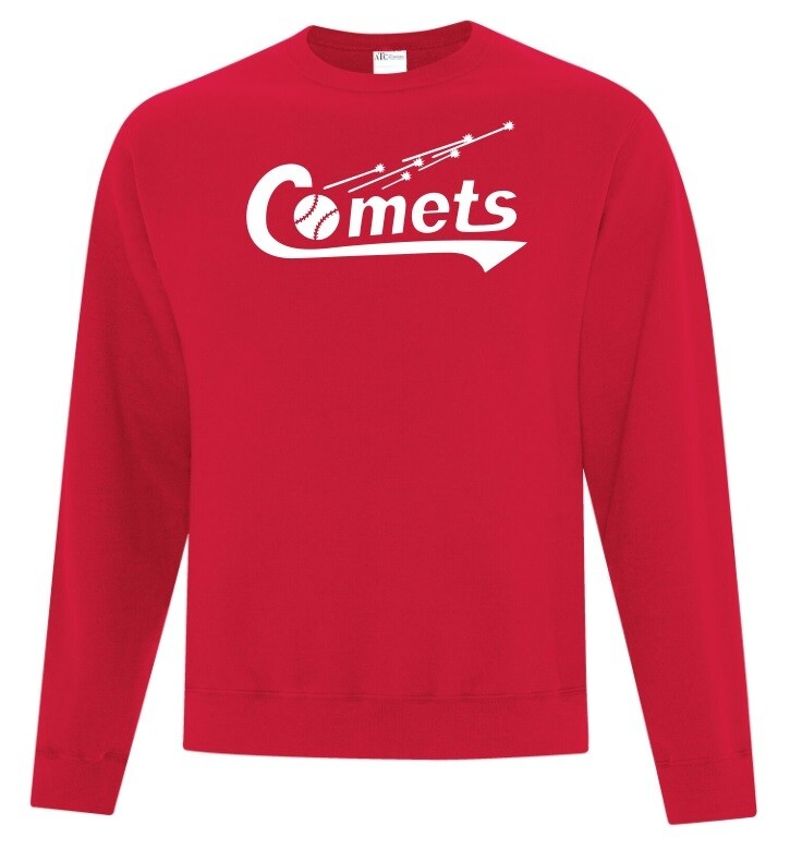 Cole Harbour Comets - Red Comets Crewneck Sweatshirt (White Logo)