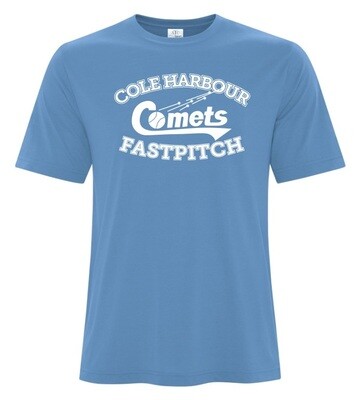 Cole Harbour Rockets - Light Blue Comets Fastpitch T-Shirt (White Logo)