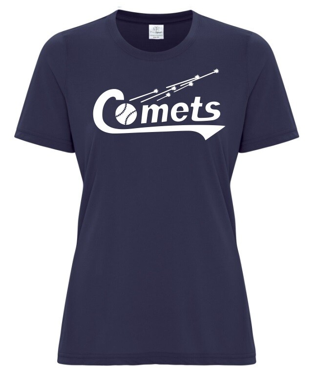 Cole Harbour Comets -  Ladies Navy Comets T-Shirt (White Logo)