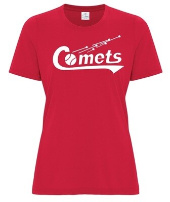 Cole Harbour Comets -  Ladies Red Comets T-Shirt (White Logo)