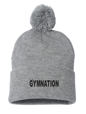 GymNation - Heather Grey Gymnation Pom-Pom Beanie