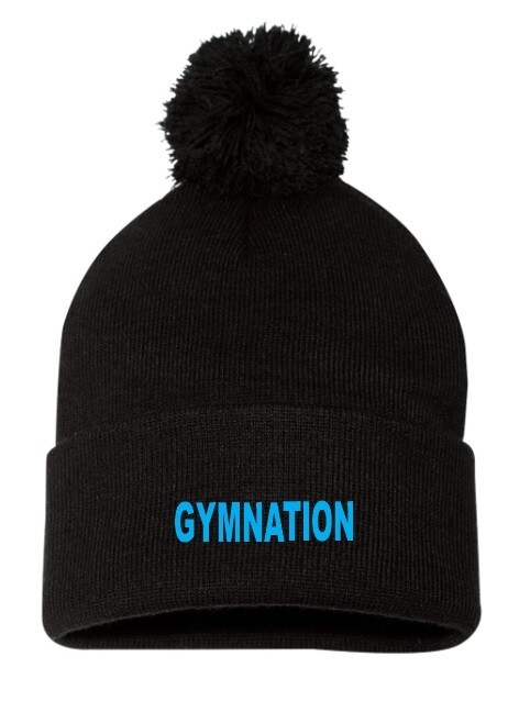 GymNation - Black Gymnation Pom-Pom Beanie