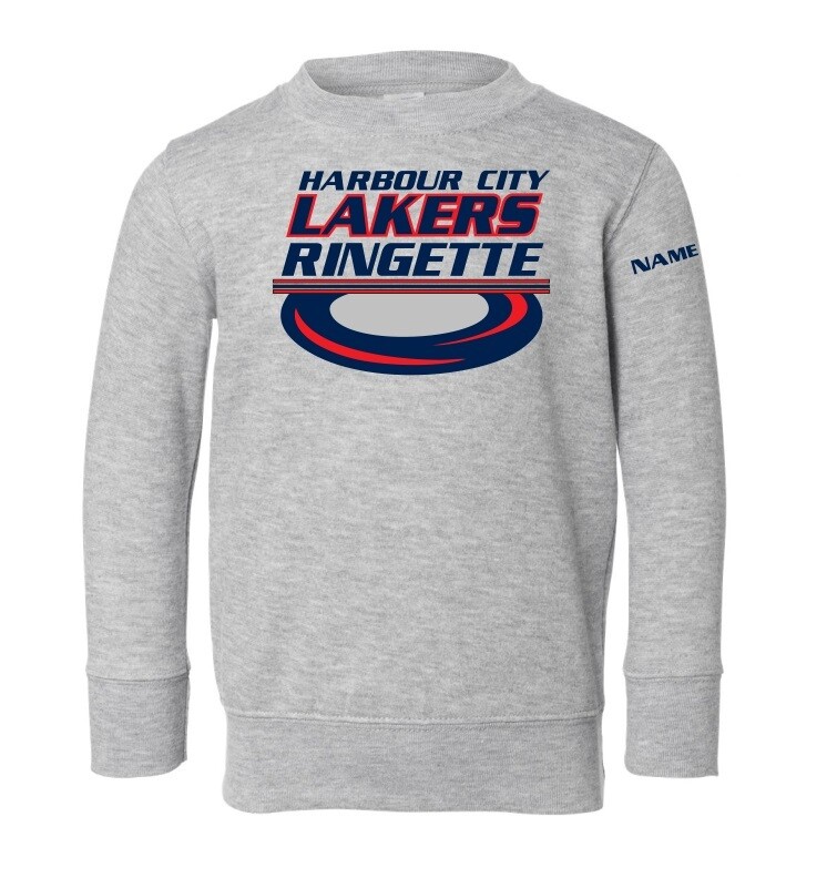 HCL - Heather Grey Harbour City Lakers Ringette Ring Toddler Crewneck Sweatshirt